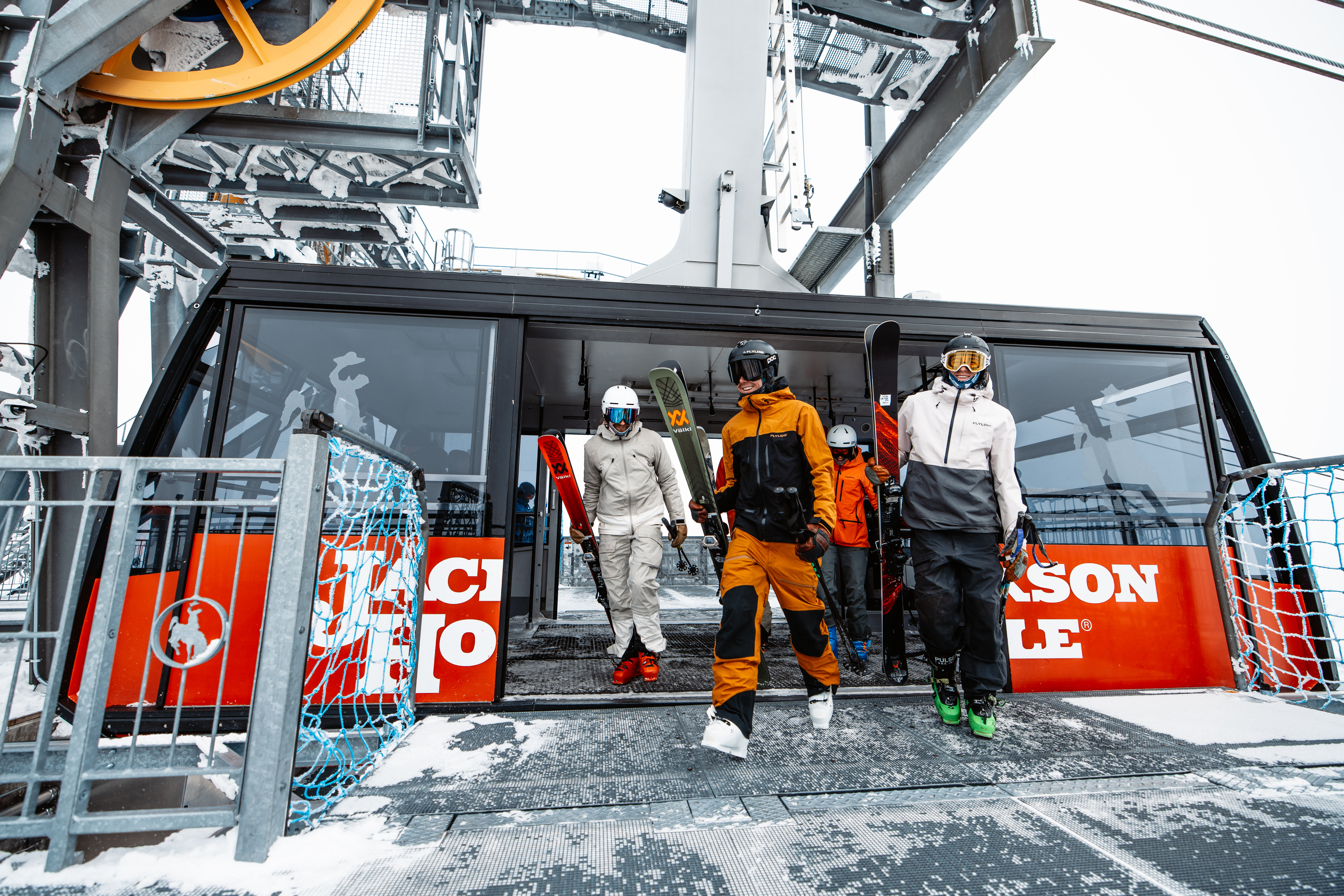 Skiers exit the Jackson Hole Tram